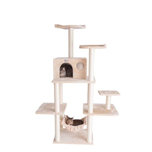 GleePet Real Wood 68 Inch Cat Tree With Five Levels Hammock
