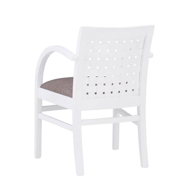 Linon Lanada Woven White Arm Chair