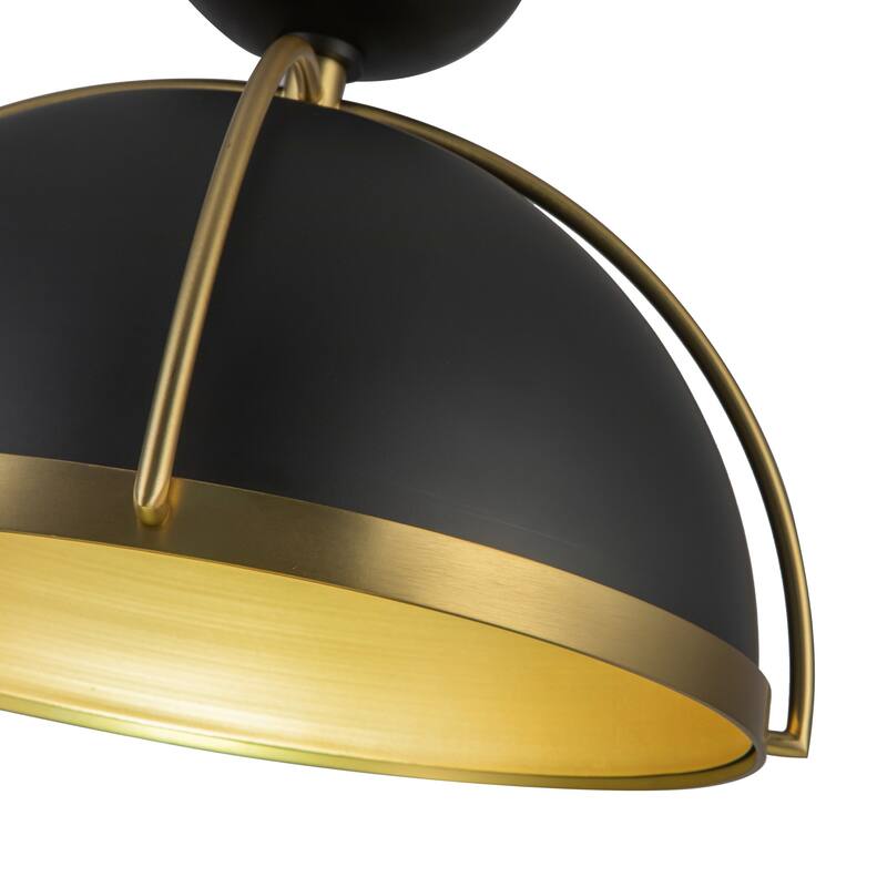 Artcraft Dahlia 1-Light Pendant 17.6" - Semi-Matte Black with Brushed Brass Accent