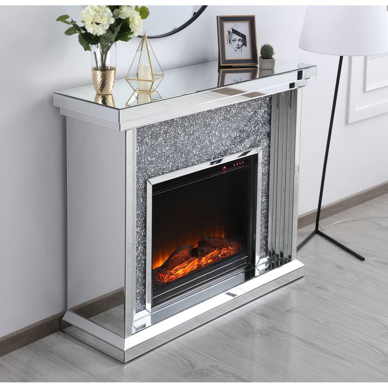 47.5 in. Crystal Mirrored Fireplace Mantle