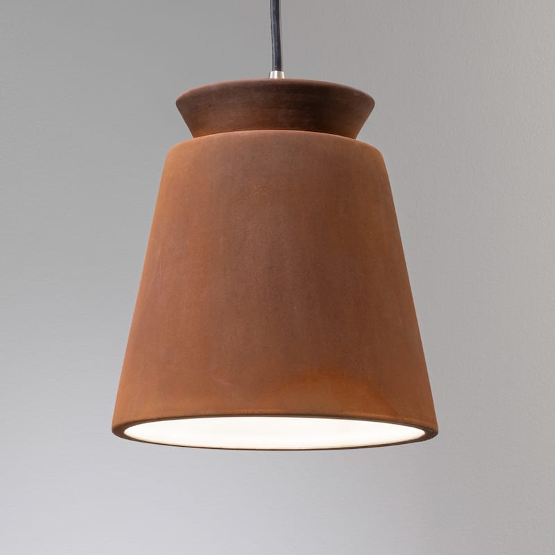 Justice Design Group Radiance Brushed Nickel Trapezoid Small Ceramic Pendant