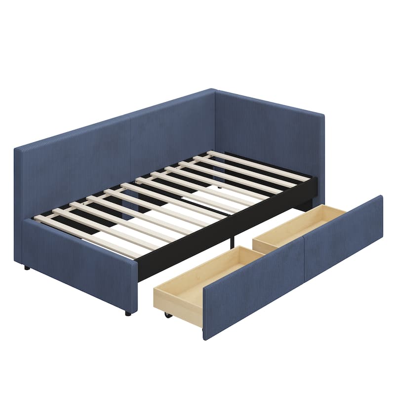 L Shape Corner Bed, Corduroy Upholstered Daybed
