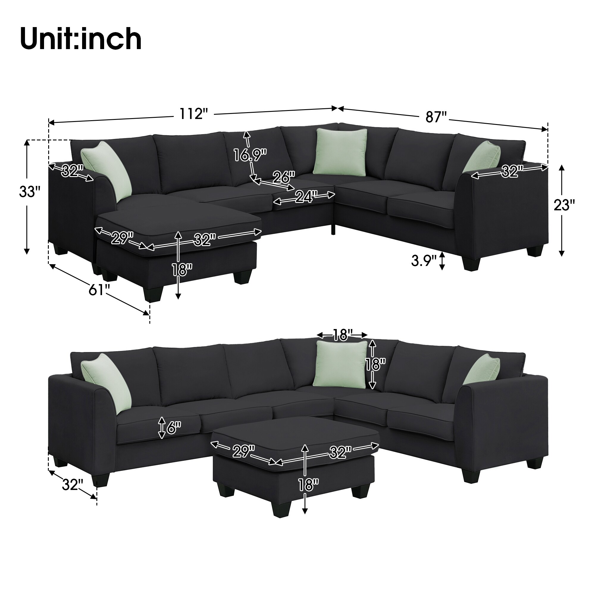 L shape sales 7 seater sofa