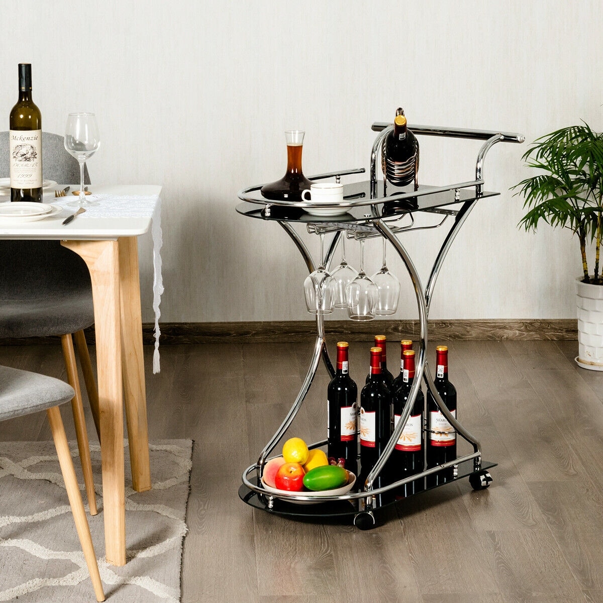 Gymax Serving Cart Kitchen Bar Wine Cart 2 Tier Glass Shelves And Overstock 28916154 Wine racks are a great way to organize your kitchen. gymax serving cart kitchen bar wine cart 2 tier glass shelves and