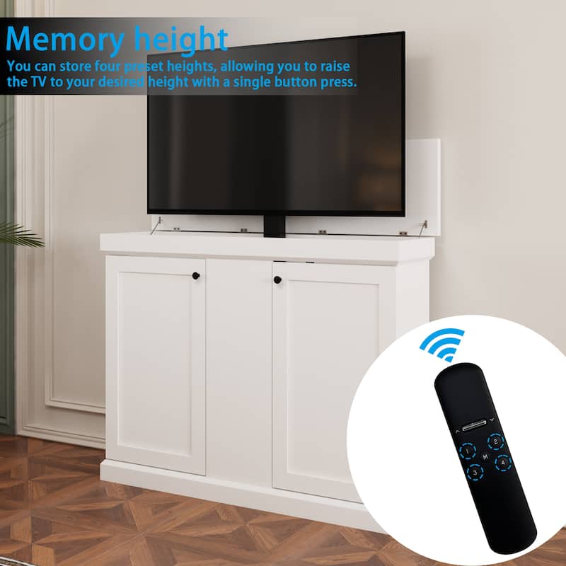 Motorized TV Lift Cabinet for TVs up to 50 Inch, Pop Up TV Lift Console with Remote Control, Hidden TV Cabinet Stand