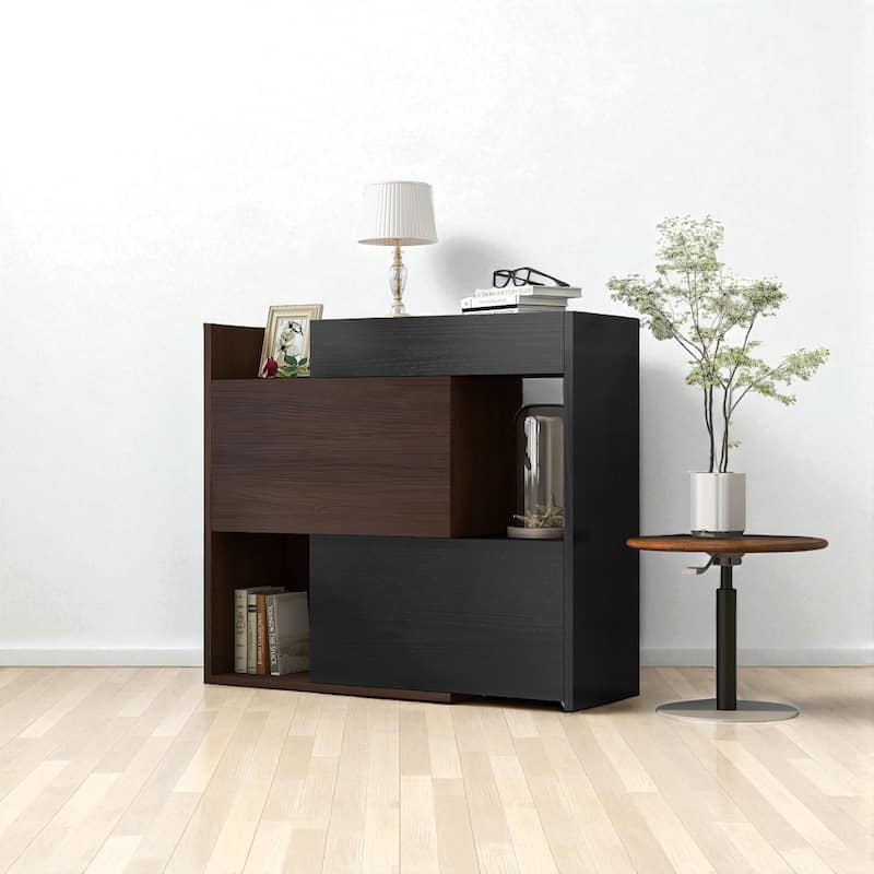 Extendable Corner Storage Cabinet with Adjustable Shelves & Drawer, 40"H Rotating Sideboard for Entryway Dining Room Office.