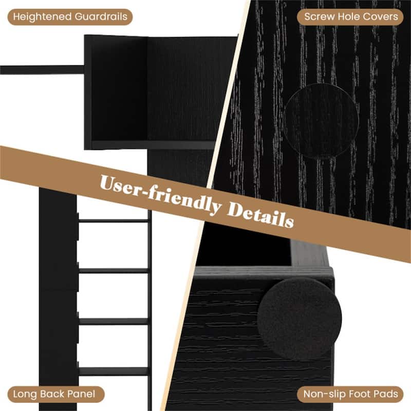 64" Tall Engineered Wood Storage Organizer Bookcase for Living Room or Bedroom - 27"L x 9"W x 64"H