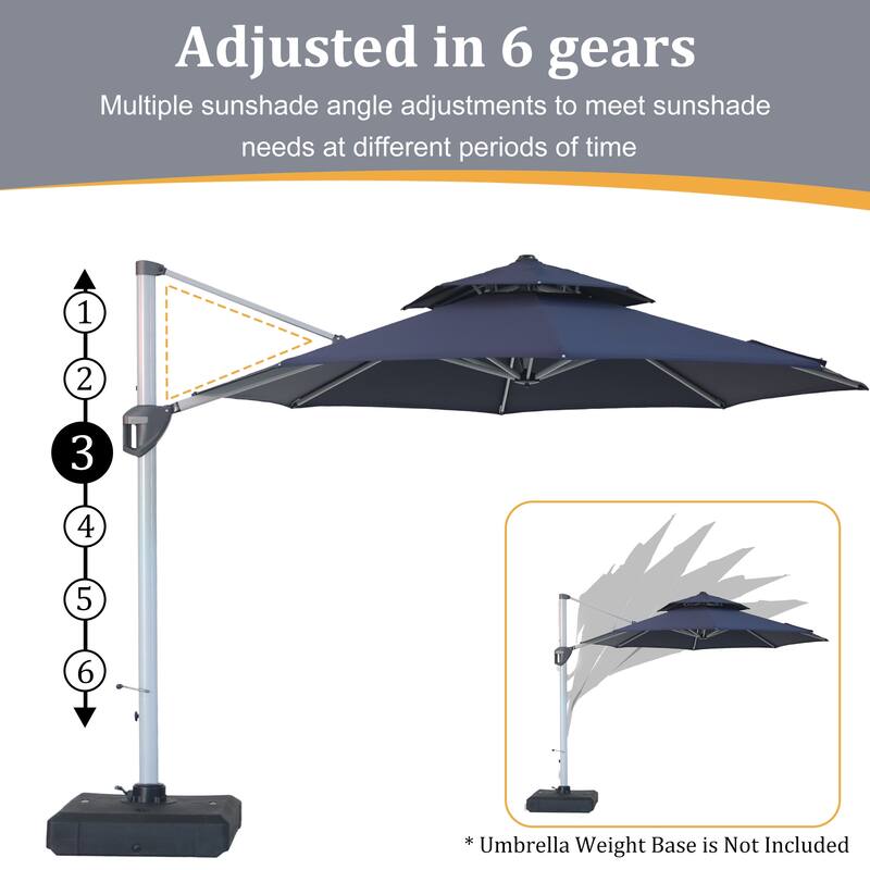 Clihome 11ft Patio Cantilever Octagonal Outdoor Umbrella With Umbrella Cover