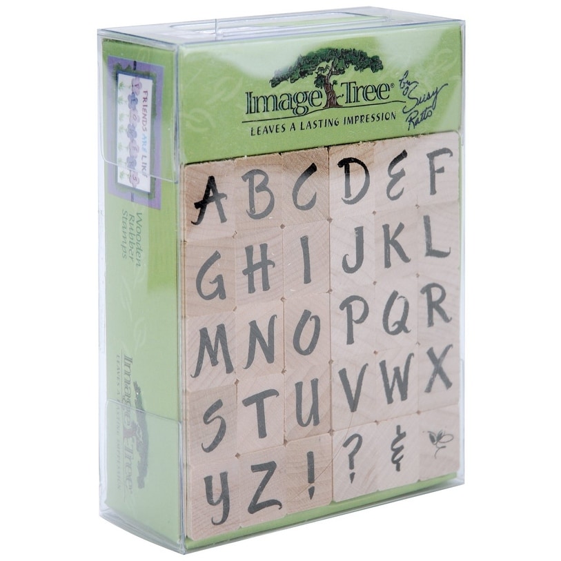 Susy Ratto Brush Letter Alphabet//Upper EK Success Image Tree Wood Handle Rubber Stamp Set