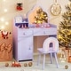 preview thumbnail 23 of 29, Costway Kids Vanity Table and Chair Set with Cloud-shaped Mirror Open - See Details Purple