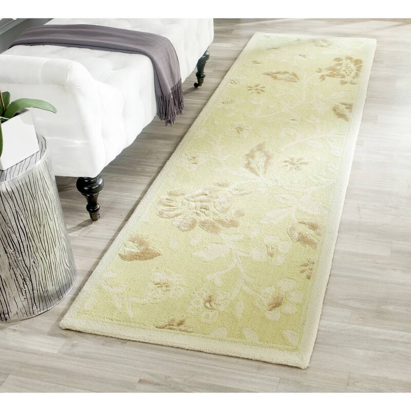 SAFAVIEH Handmade Sunetra Modern Wool Rug - 2'3" x 8' Runner - Green/Brown
