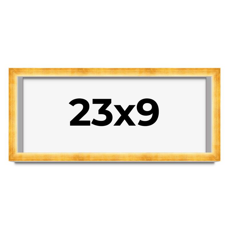 23x9 Shadow Box Frame Gold | 1.625 Inches Deep Real Wood Traditional