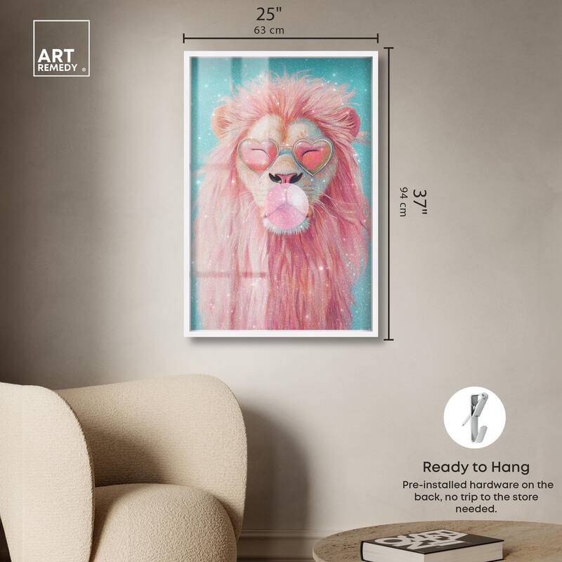 Pastel Lion Bubblegum Shadowbox by Art Remedy