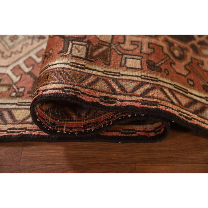 Vegetable Dye Orange Gharajeh Persian Vintage Runner Rug Wool Carpet - 2'4"x 9'7"