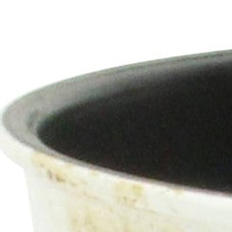 HomeRoots 11" Cream Chevron Recycled Plastic Indoor Outdoor Round Pot Planter