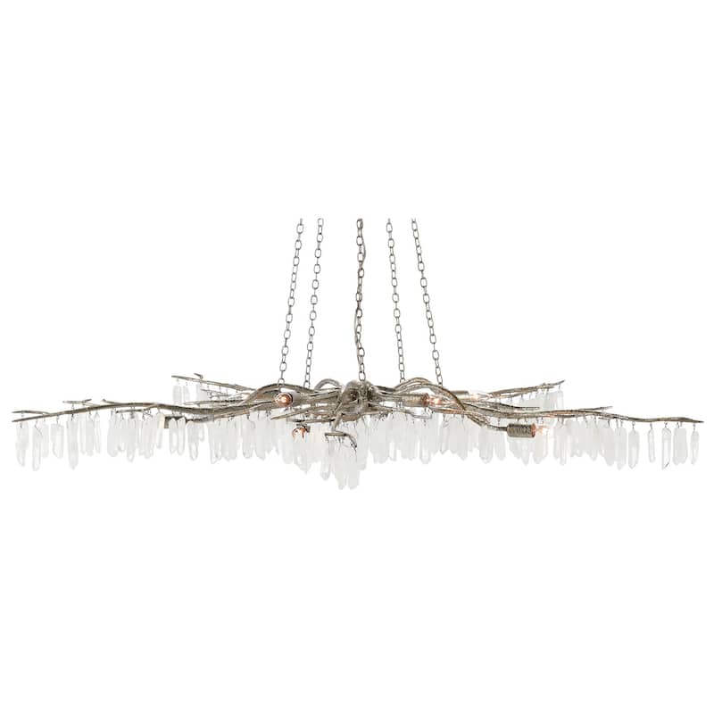 Currey & Company Forest Light Silver Chandelier - 8"h x 62"dia - 8"h x 62"dia - Textured Silver/Natural