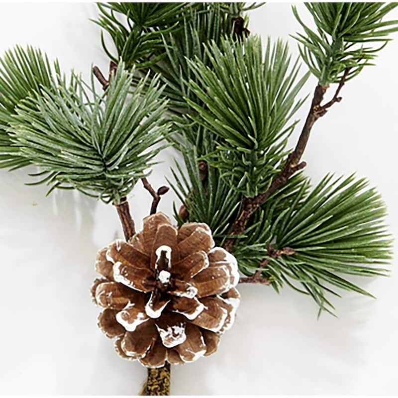 10" Artificial Christmas Mini Mugo Pine With White Tip Cone Pick Ornament, Set of 5 - 10