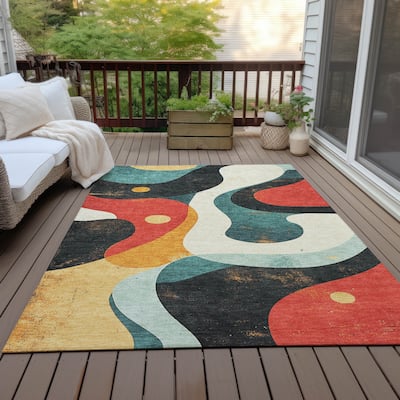 Machine Washable Indoor/Outdoor Casual Contemporary Chantille Rug