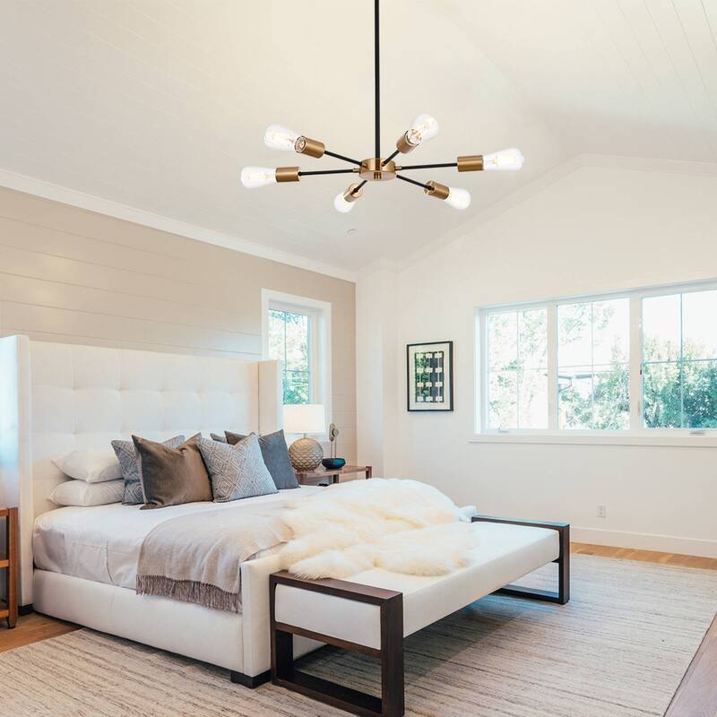 Modern Sputnik Chandelier 6 Lights Mid Century Ceiling Light