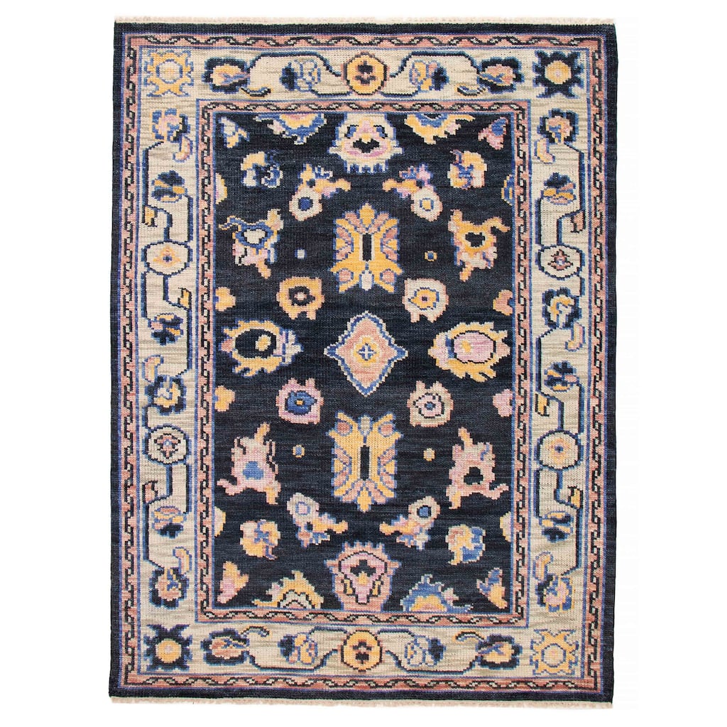 ECARPETGALLERY Hand-knotted Modern Oushak Dark Navy Wool Rug - 9'2 x 12'2