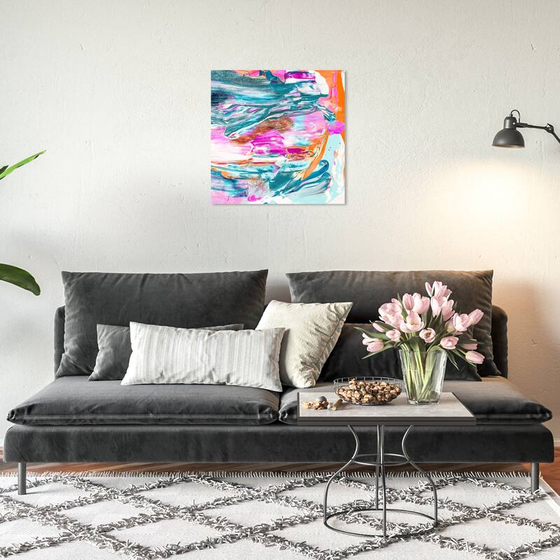 Wynwood Studio Abstract Jelly Be Marvelous Blue and Neon Pink Glam Wall Art Canvas Print - 20 x 20