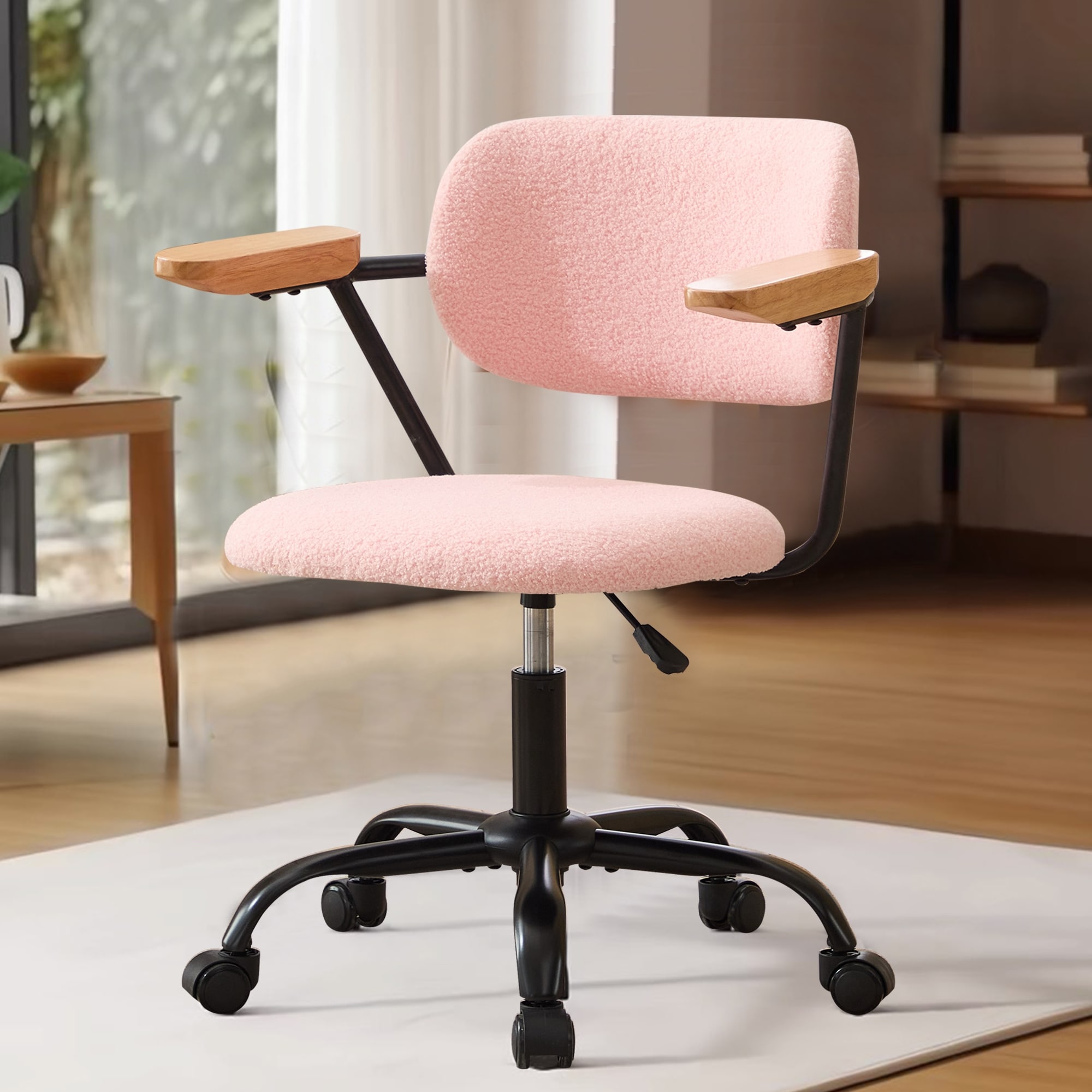 Elegant Solid Wood Armrest Office Chair with Ergonomic Design