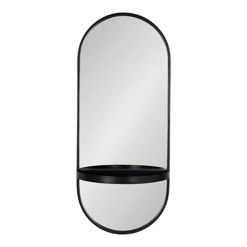 Kate and Laurel Estero Metal Oval Wall Mirror with Shelf