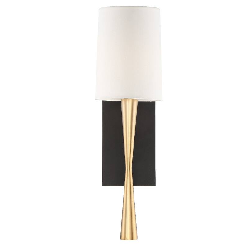 Trenton 1 Light Aged Brass and Black Wall Mount - 5.5'' W x 18.5'' H x 6.5'' D - 5.5'' W x 18.5'' H x 6.5'' D