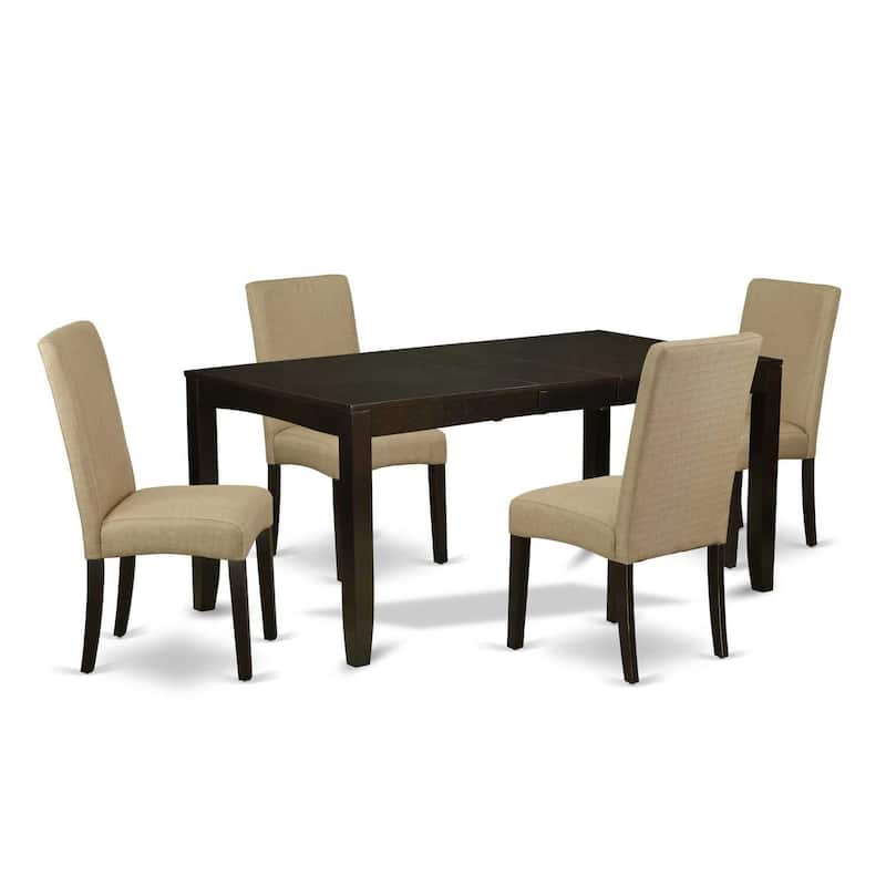 Renaissance Revival Kitchen Table Set - 5 Piece Rectangle Dining Table with Chairs - 66/84" Extendable