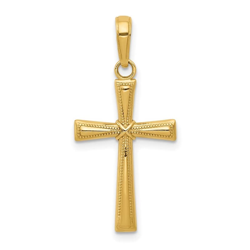 Curata 14k Yellow Gold 18" Diamond-Cut X Cross Pendant Necklace - 27x14mm