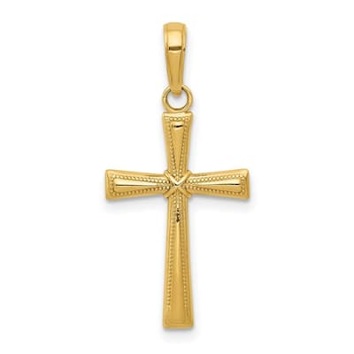 Curata 14k Yellow Gold 18" Diamond-Cut X Cross Pendant Necklace - 27x14mm