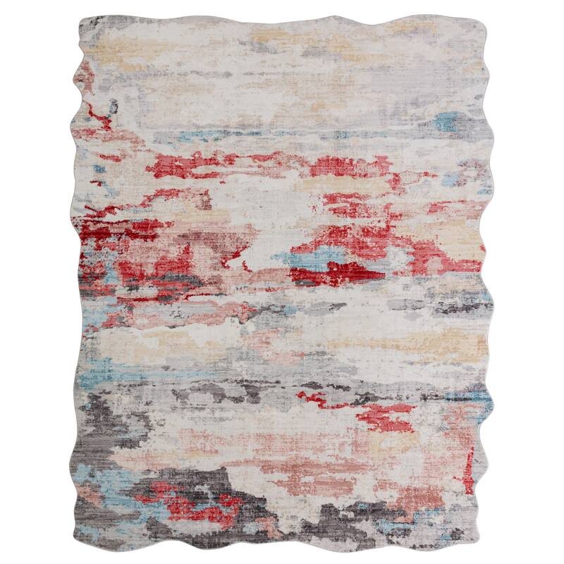 Abstract Red/Gold Area Rug - Abstract 5' x 7' - Red/Gold