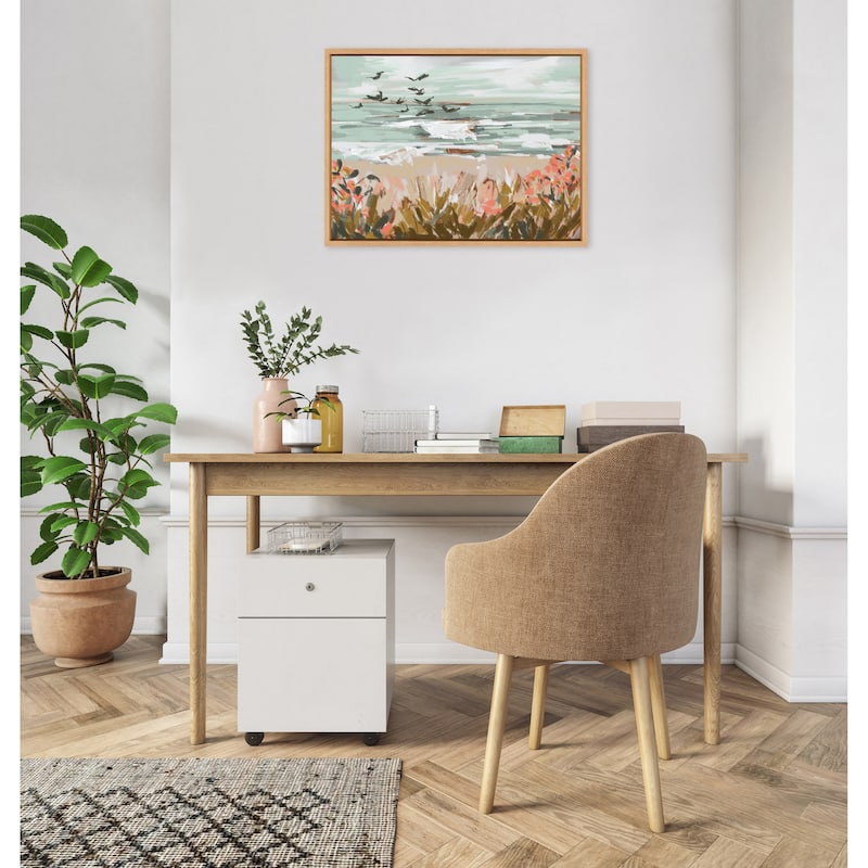 Kate and Laurel Sylvie Landscape 09 Beach Framed Canvas by Annie Quigley