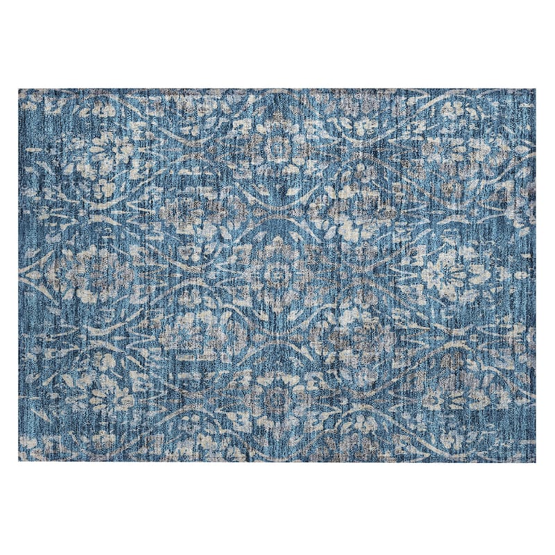 Machine Washable Indoor/ Outdoor Chantille Distressed Traditional Rug