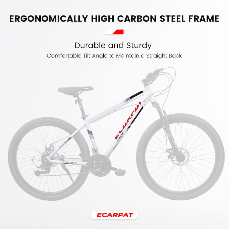 Unisex Mountain Bike - Aluminum Frame, Suspension Fork, Disc Brakes, Multiple Speeds - 27