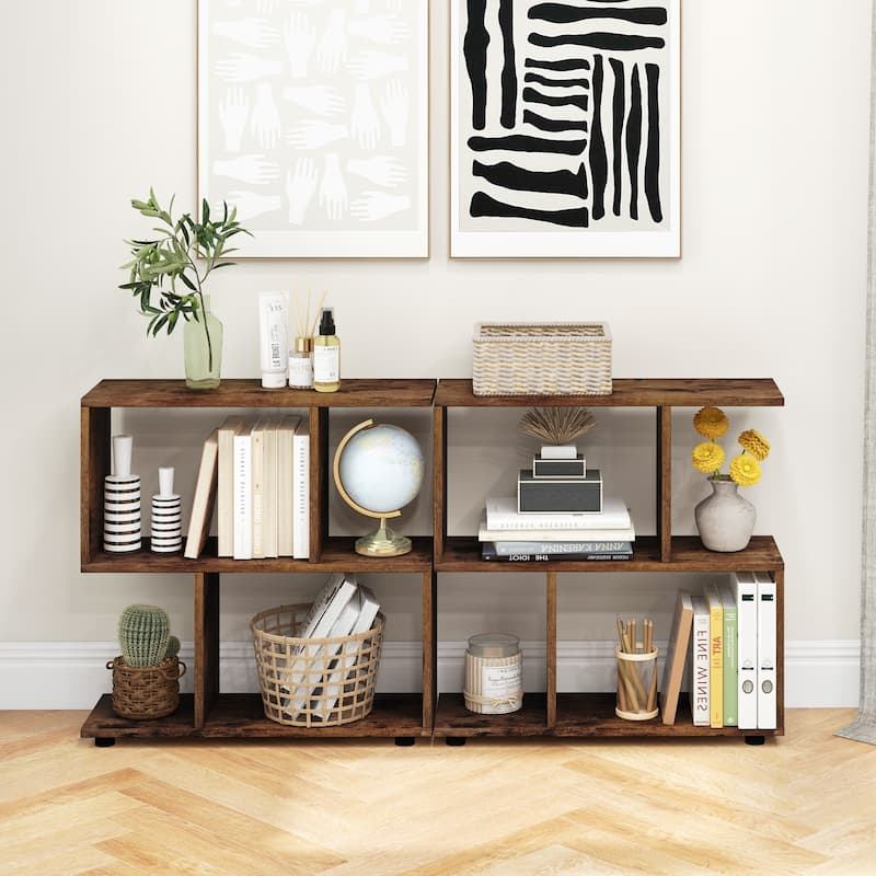 24 Inch 3-Tier Geometric Bookshelf with Thick Foot Pads - 24" x 8" x 24"
