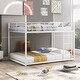 preview thumbnail 12 of 30, Full over Full Size Metal Low Bunk Bed with Ladder and Fence for Kids' Bedroom Full over Full - White