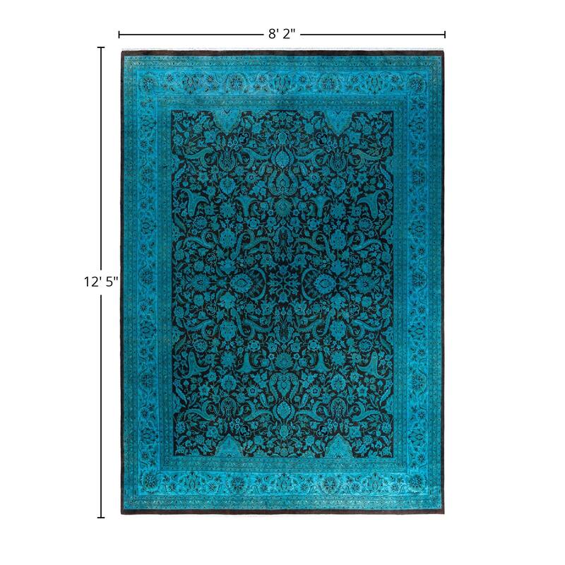 Fine Vibrance One-of-a-Kind Hand-Knotted Area Rug - Blue, 8' 2" x 12' 5" - 8' 2" x 12' 5"