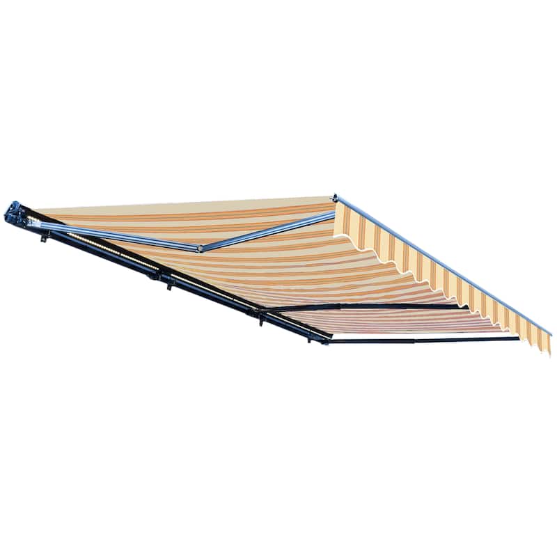 ALEKO Moroccan Semi-Cassette Motorized Patio Awning - Multi-Stripe Yellow - 20 x 10 Feet