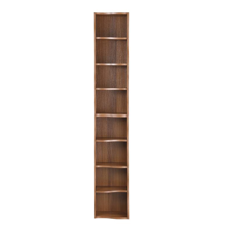 Anmytek White Wave Design Ladder Shelf - 8 Tier Tall Narrow Bookcase for Small Spaces with Anti Tip Kit