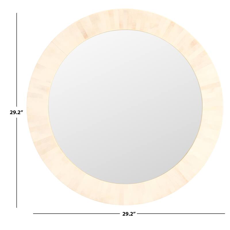 SAFAVIEH Home Sabi 29.2-inch Round Antique Ivory/Faux Bone Resin/MDF Mirror - Antique Ivory/Faux Bone - 29.2"W x 0.75"D x 29.2"H