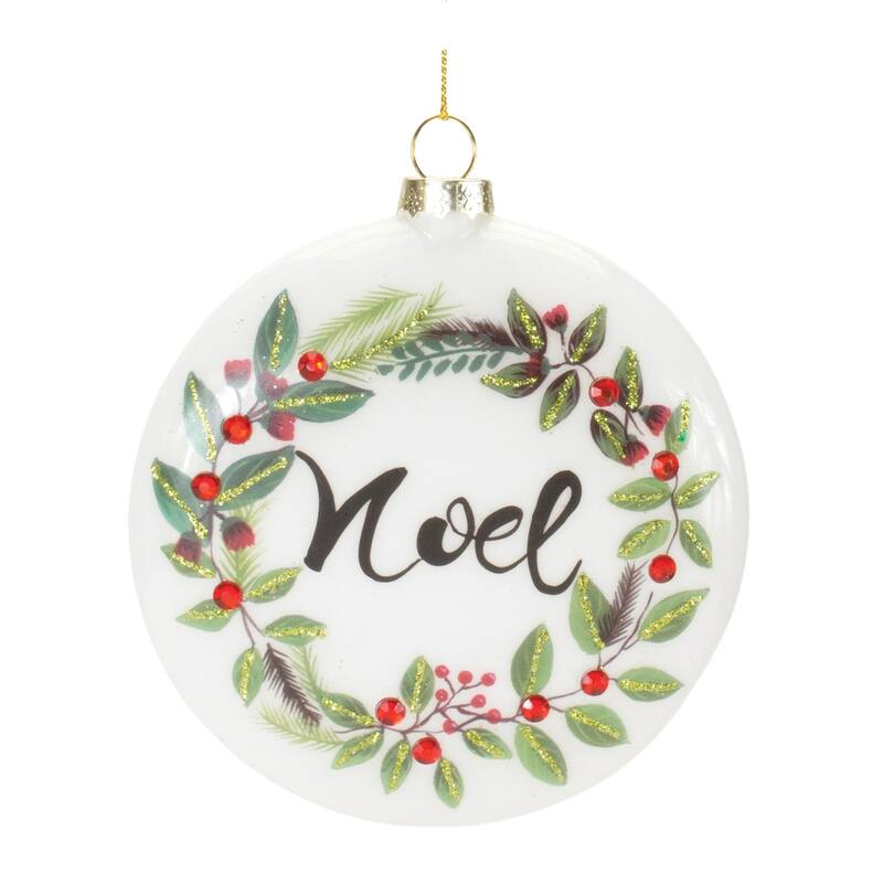 12ct "Peace" and "Noel" Wreath Christmas Disc Ornaments 4.25"