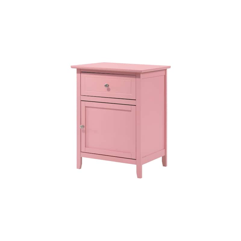 Pink Nightstand 25x19x15 Transitional Bedside Table with Three Spacious Drawers, Compact Storage for Bedroom Decor Use