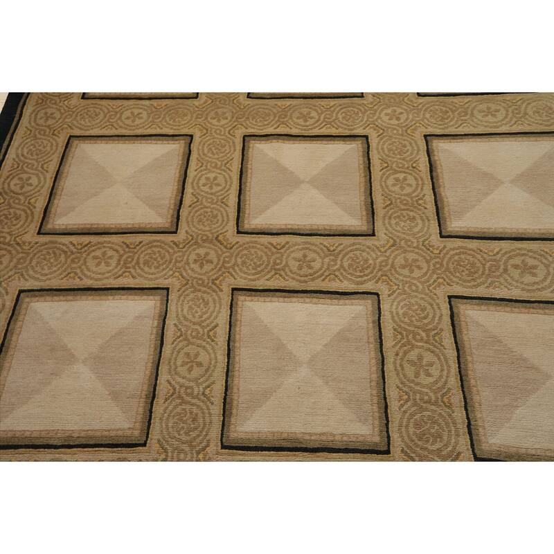 8x10 Hand Knotted Wool Ivory Tibetan Plush Pile French design Rug - 8' x 10'