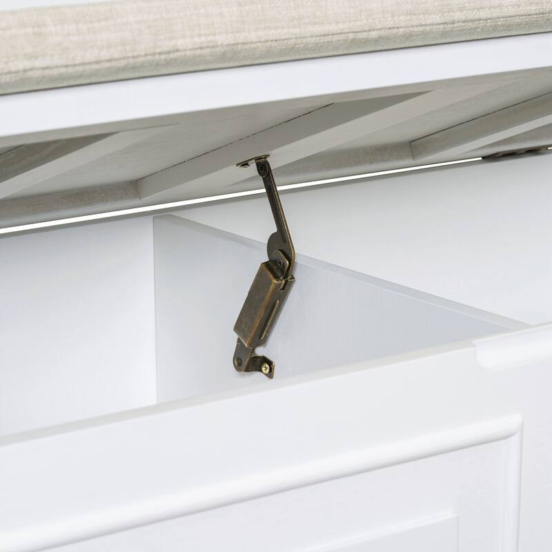 Rustic Style Solid wood Entryway Multifunctional Storage Bench with Safety Hinge