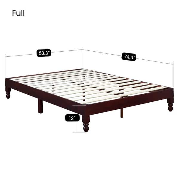 dimension image slide 1 of 3, MUSEHOME 12 Inch Wood Bed Frame Elegant Style Eliminates, Espresso Finish