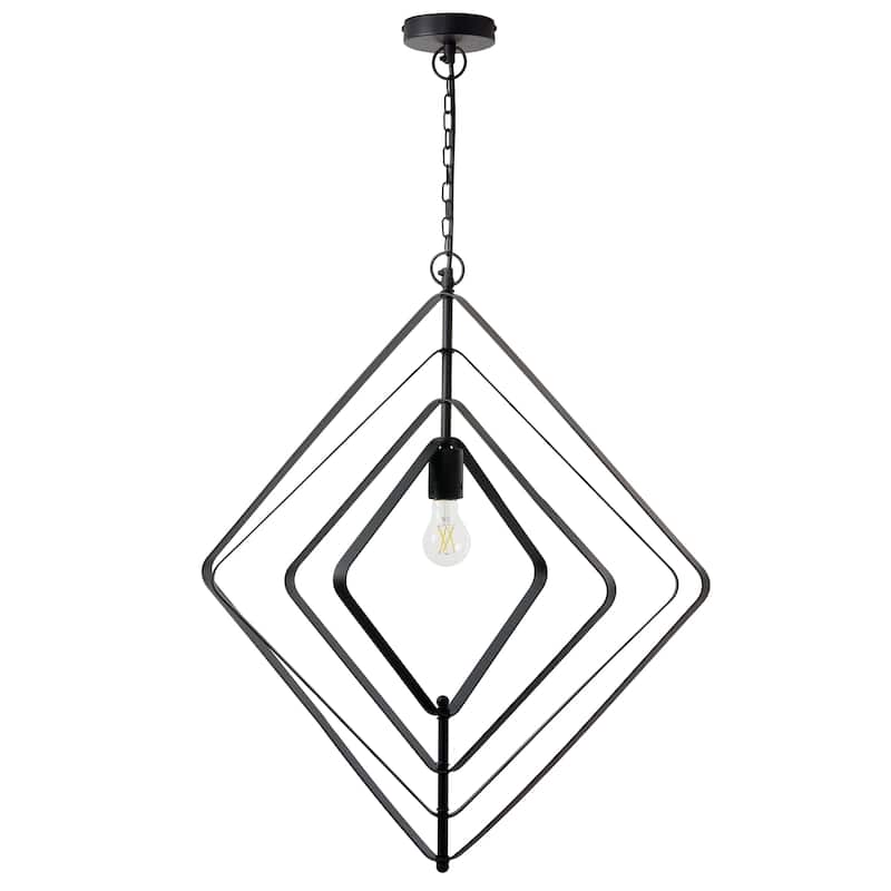 Charlotte River of Goods Black Metal 27.5-Inch Pendant Light with Adjustable Hanging Cord - 27.5" x 1.5" x 89"