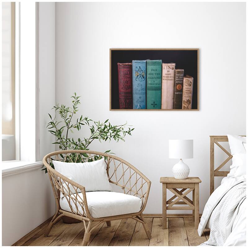 Kate and Laurel Sylvie Vintage Classic Books Framed Canvas by Patricia Hasz of Patricia Rae Photography