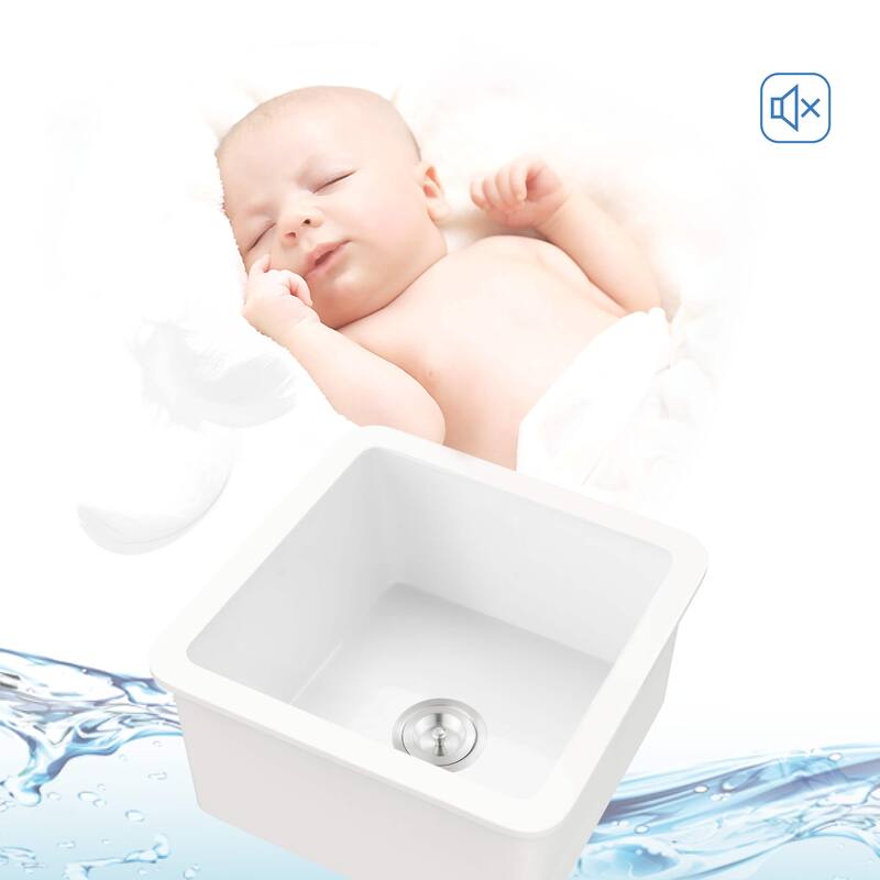 White Fireclay Farmhouse Undermount Kitchen Sink with Bottom Grid and Strainer