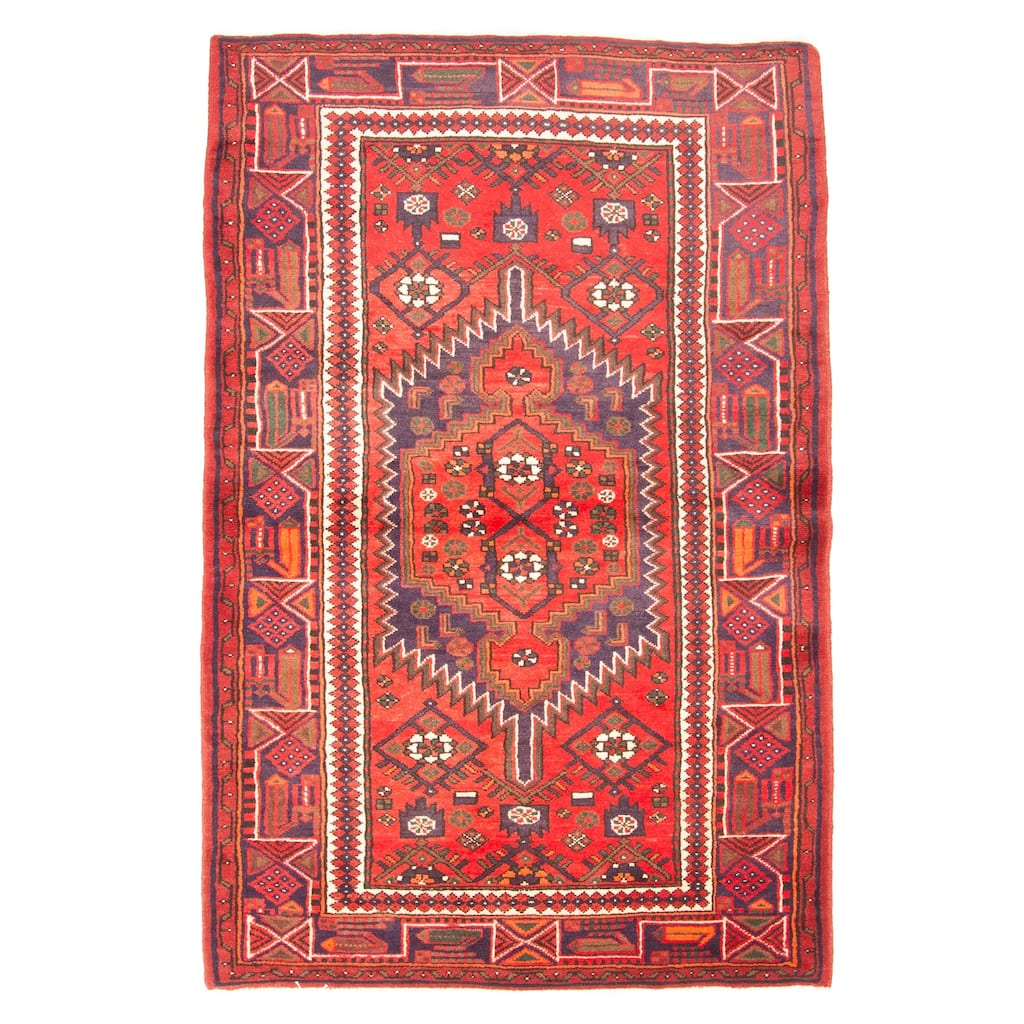 ECARPETGALLERY Hand-knotted Andelz Red Wool Rug - 4'2 x 6'7